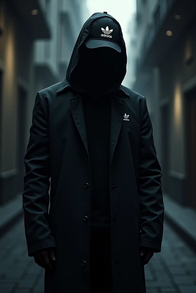 Anonymous with an ADIDAS brand coat and a cap with the logo SY