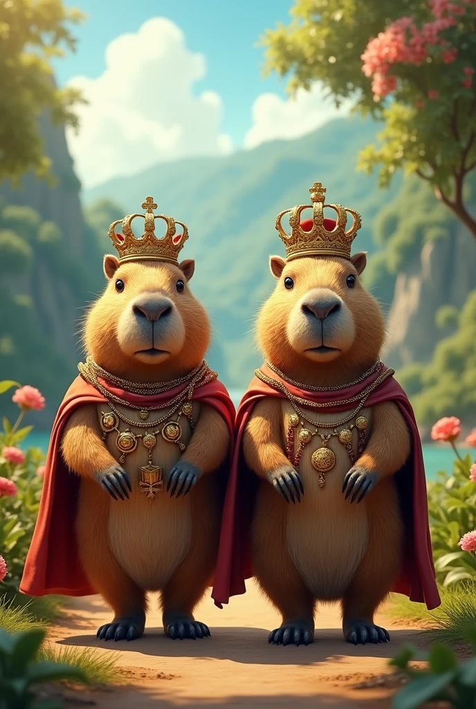Royal capybaras walking