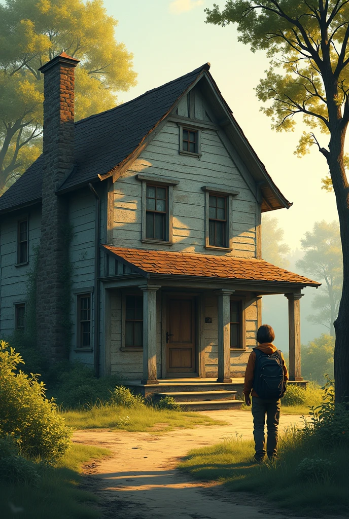 In front of an old house I came in the afternoon
