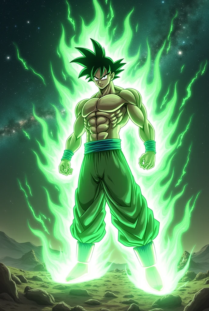 Goku ui with kyubi form of lufy verde lanter and kaioken