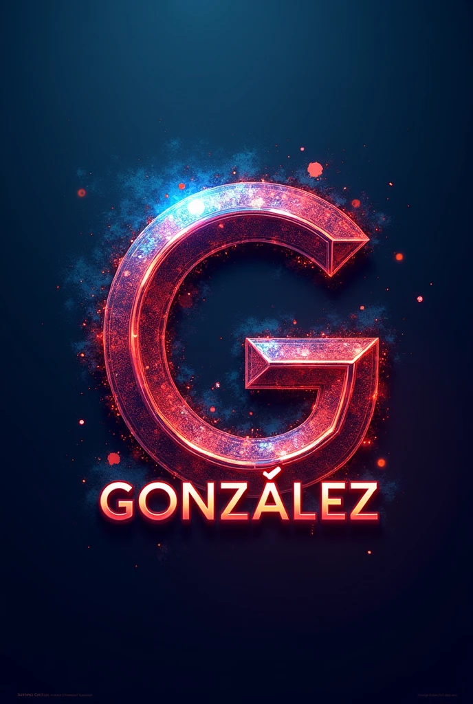 The letter 'G' is capitalized and says 'GONZÁLEZ' below, but it looks very attractive with bright but dark colors like bright blues and reds.