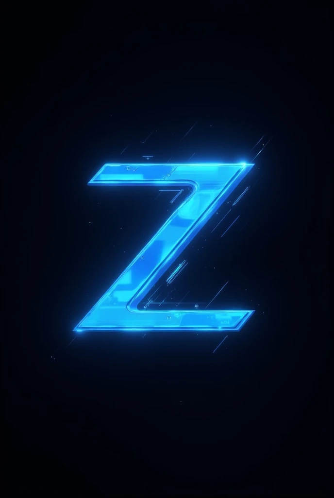 Z logo in itech style in blue color on a black background with itech decoration