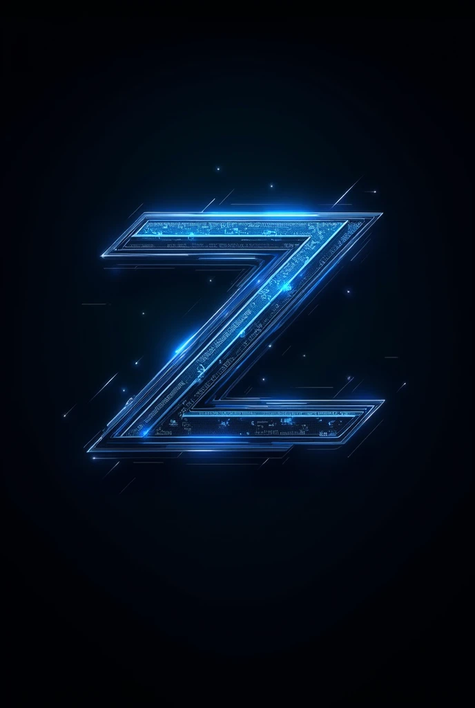 Logo z dans un style itech au couleur bleu sur un fond noir avec déco itech repetitif