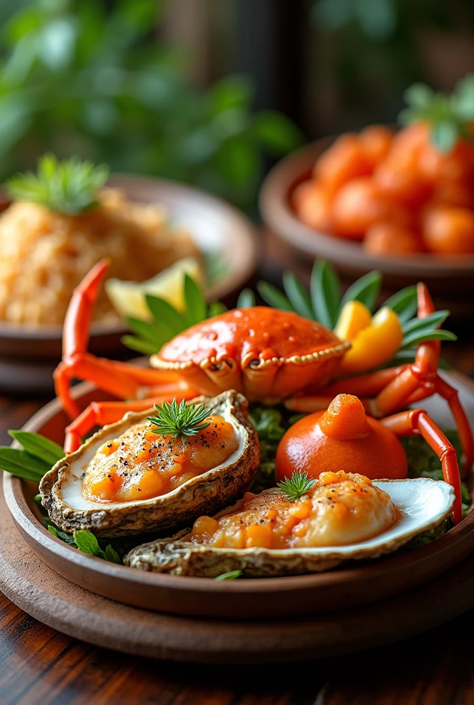 Highlight Local Cuisine: Include dishes that Capiz is known for, such as seafood (e.g., oysters, scallops, crabs). Capturing the freshness and abundance of seafood reflects the province's title as the "Seafood Capital of the Philippines.