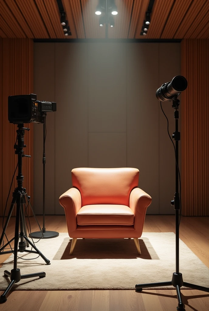 A recording studio with a different front-facing chair for the camera from Ga Aluz