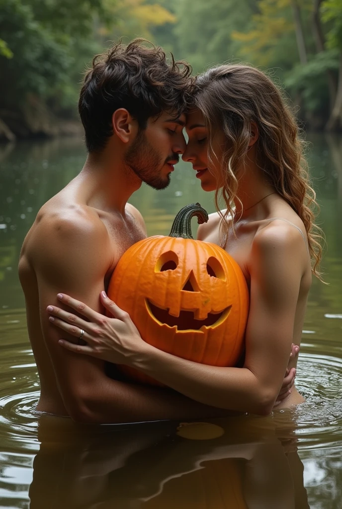 A human pumpkin kissing a gay human water