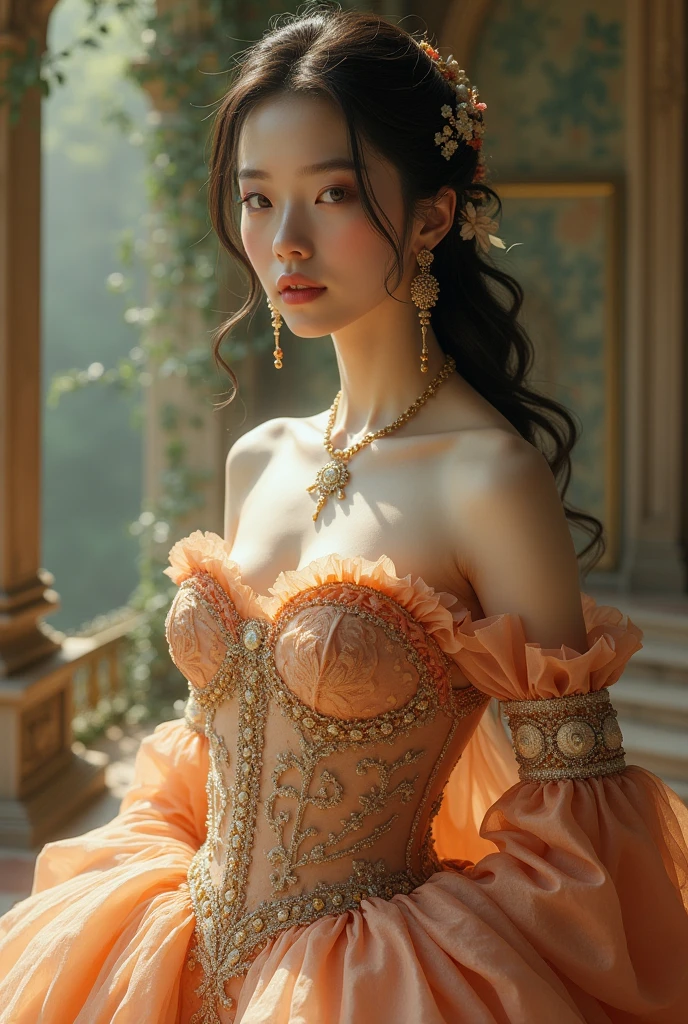 Beutiful woman, wearing gowns,