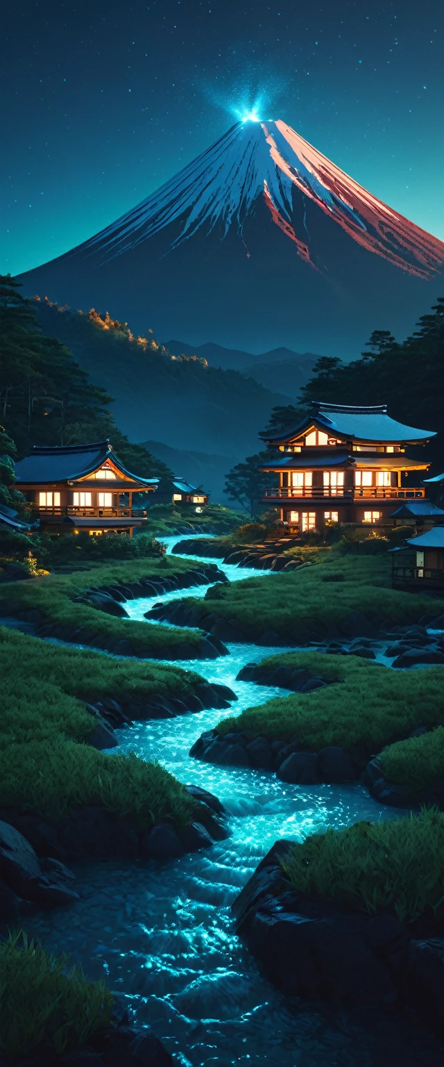 (of the highest quality),  mountainous background, artem demura beep, Japan. volumetric lighting, Realism | beep, Night vision, beep y mike winkelmann, beautifully lit landscape, beep iluminación global, andres rocha style, beeple, Inspired by Andreas Rocha