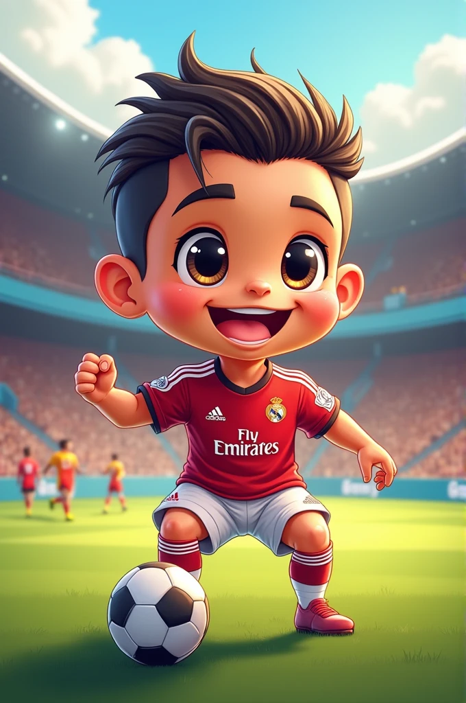 Create a super cute cr7 footballer image, who has the name Victor Manuel Casimiro Ruiz, 