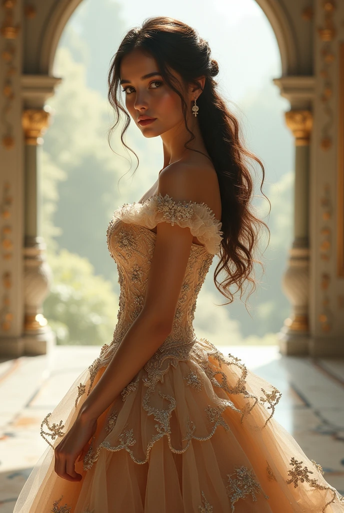 Beutiful woman, wearing princess gowns