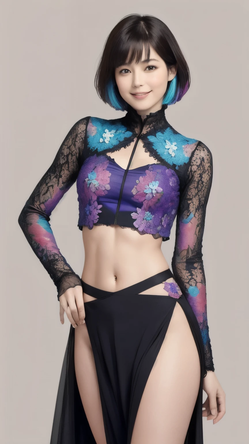 276 (20-year-old woman and man,short hair), Are standing, (beautiful:1.1), (Fractal Art:1.2), (Advanced backgrounds), (Many colors:1.4), (Old-fashioned smile), Abdominal muscles, flower