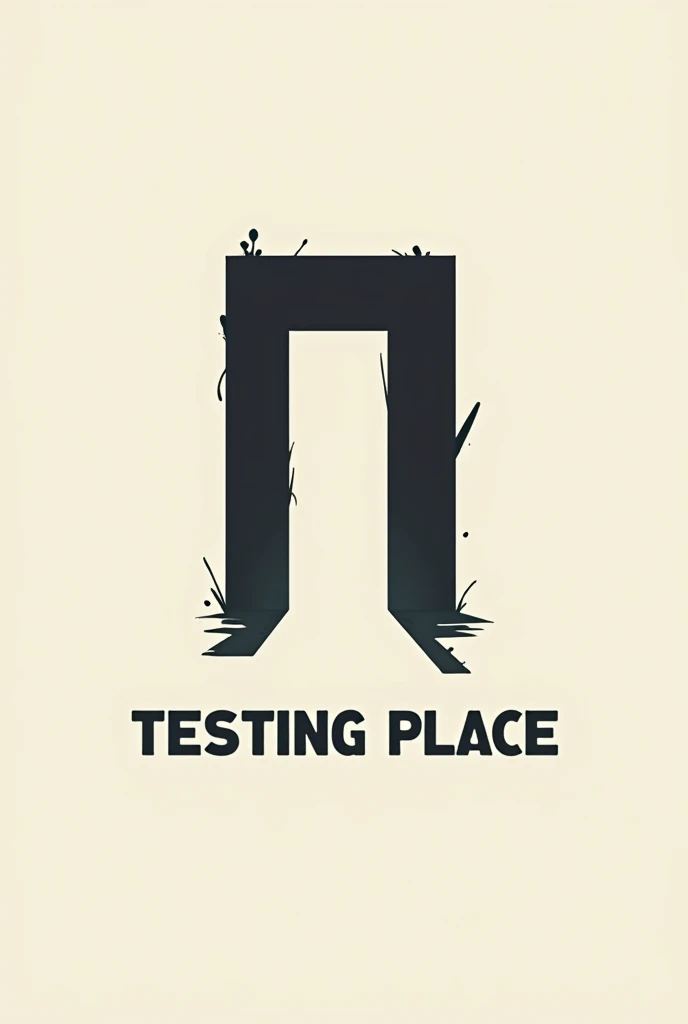 Could you create an image that is an icon for a game called testing place and I would like you to put the name of the game that is centered in the middle of the image also in this icon that has a minimalist door that has touches of terror?.