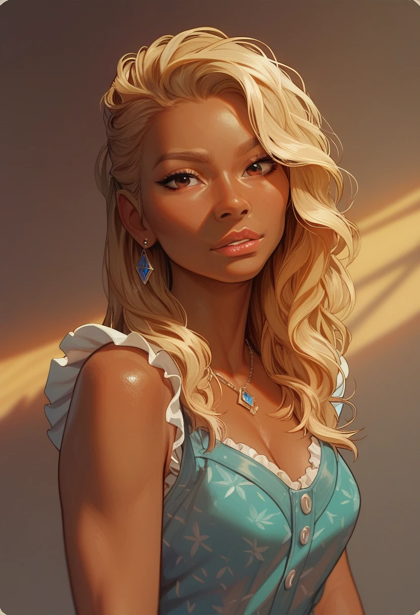(masterpiece) (best quality) (detailed) (8k) (sharp focus), 1 female cowboy, Asian face, blonde hair, dark skin
