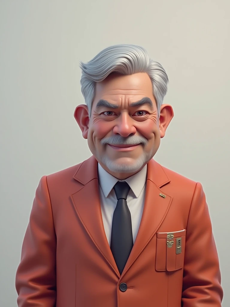 Create an ultra-realistic character, of a 6 man, brown eyes, short gray hair, with a normal mouth, a large and airy nose, thick shadows, wearing dress clothes