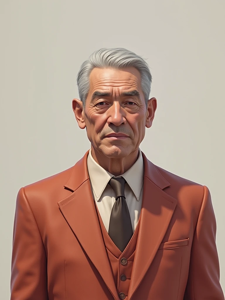 Create an ultra-realistic character, of a 6 man, brown eyes, short gray hair, with a normal mouth, a large and airy nose, thick shadows, wearing dress clothes