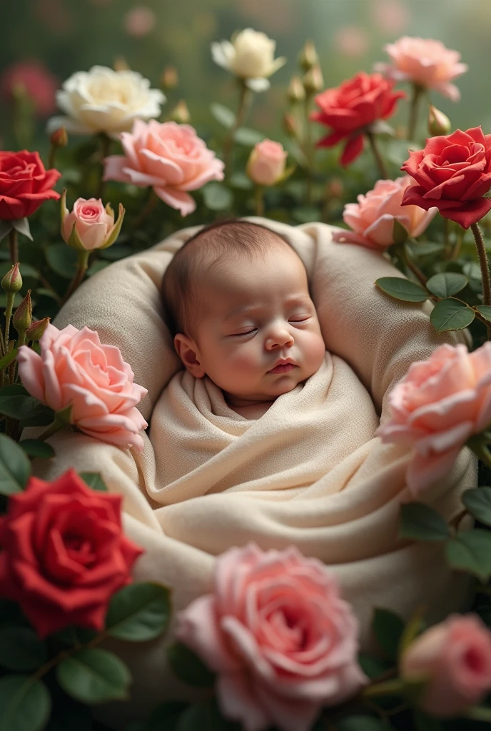 Newborn, book, , scenery of many roses