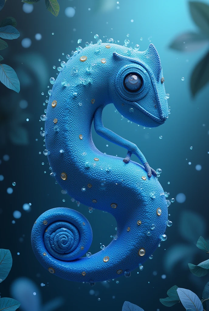 The capital letter 'G' in chameleon blue