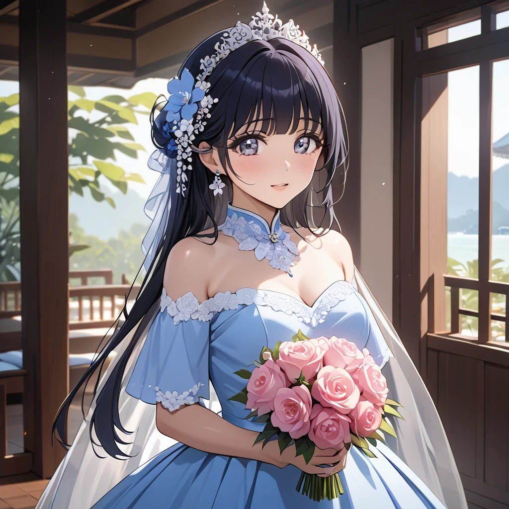 ((Highest quality)), ((masterpiece)), (detailed), （Perfect Face）、The woman is Reika Aoki with semi-long hair、The woman is getting married to a Thai man in Thailand.