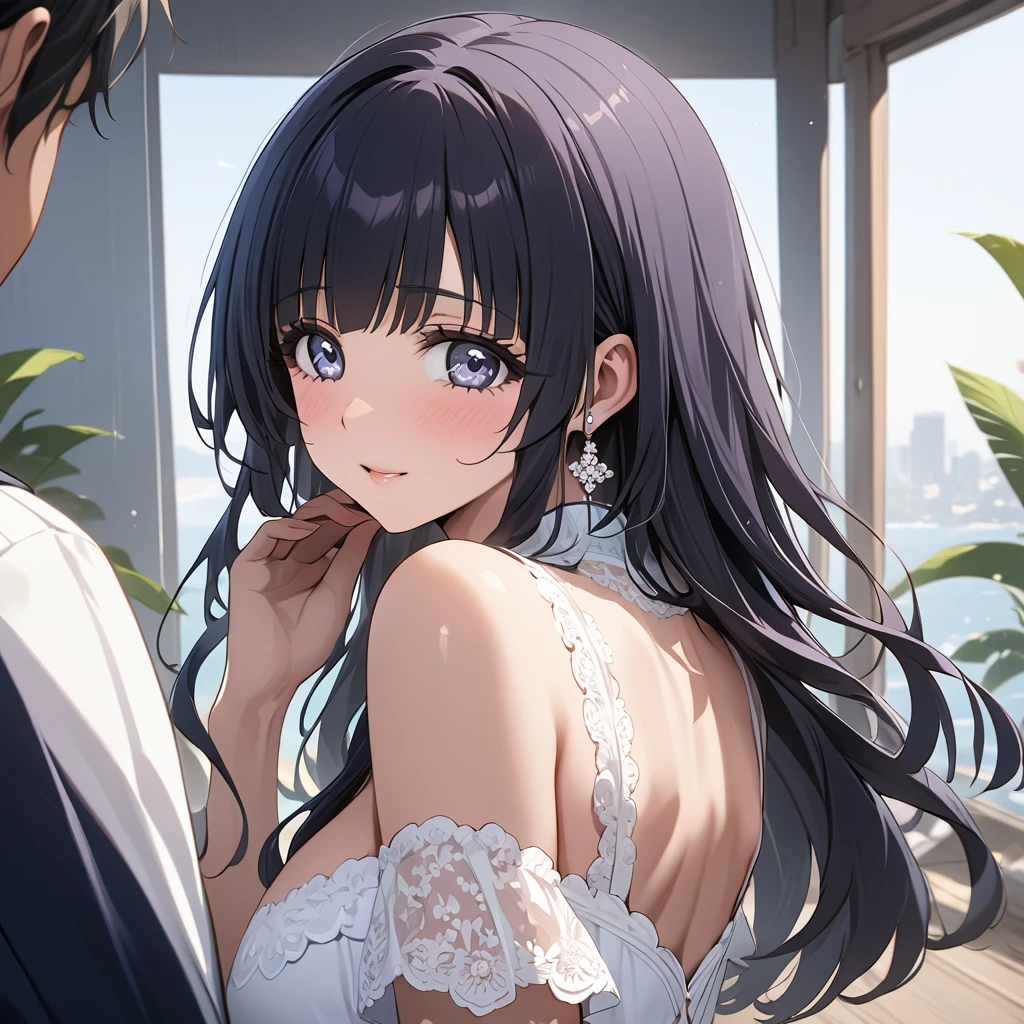 ((Highest quality)), ((masterpiece)), (detailed), （Perfect Face）、The woman is Reika Aoki with semi-long hair、The woman is getting married to a Brazilian man in Brazil.