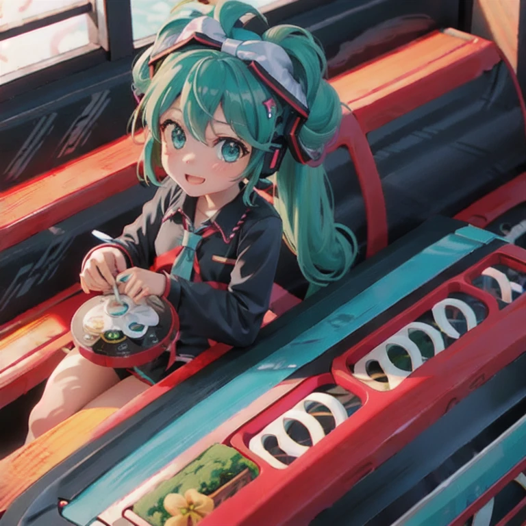 1girl, alone, hatsune_miku, with flacamisa shirt, mengaokamisa shirt,