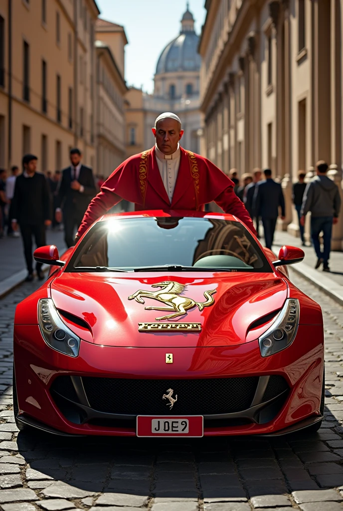 Create a Papal carriage designed by Ferrari