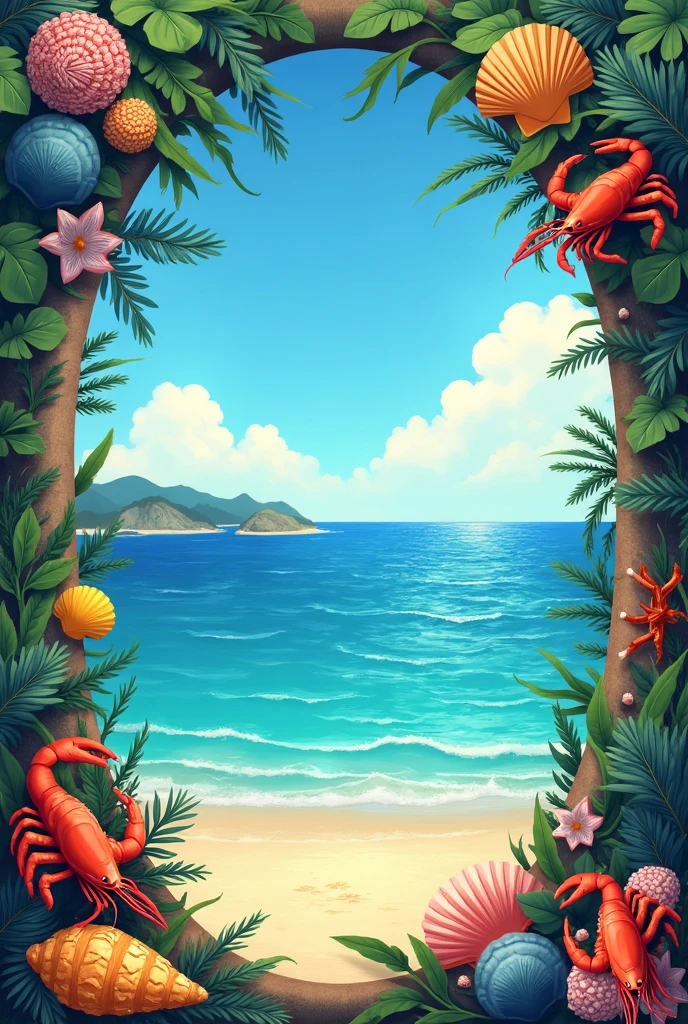 Frame/border related to capiz sea food and baybayin beach places picture