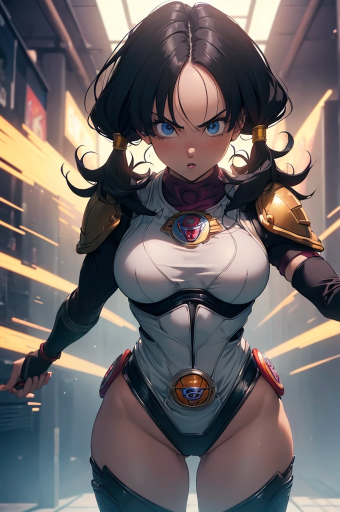 masterpiece, best quality, female, fortune, a close up of a woman with a sword and armor, cyberpunk art inspired by Masamune Shirow, Artstation, afrofuturism, pretty samurai with afro, afrofuturism anime, afro samurai anime style, afro samurai animes style, afro samurai style, samurai with afro, afro samurai manga style, black anime manga girl, afro futuristic, afro futurism, afrofuturistico navel,wet,oiled skin