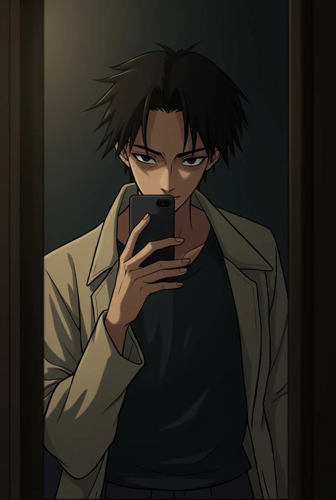 chrollo lucilfer as a boyfriend taking mirror selfie