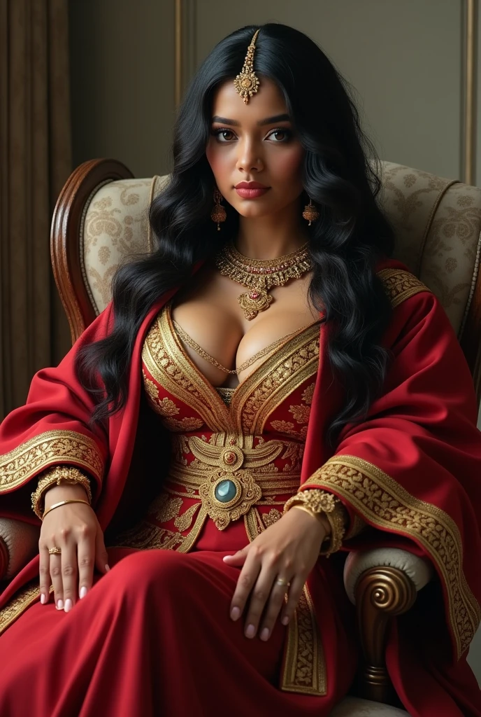 Wearing full body Academic regalia wealthy sri lankan average beautiful girl(her head size very
big breasts and butt) sit in chair