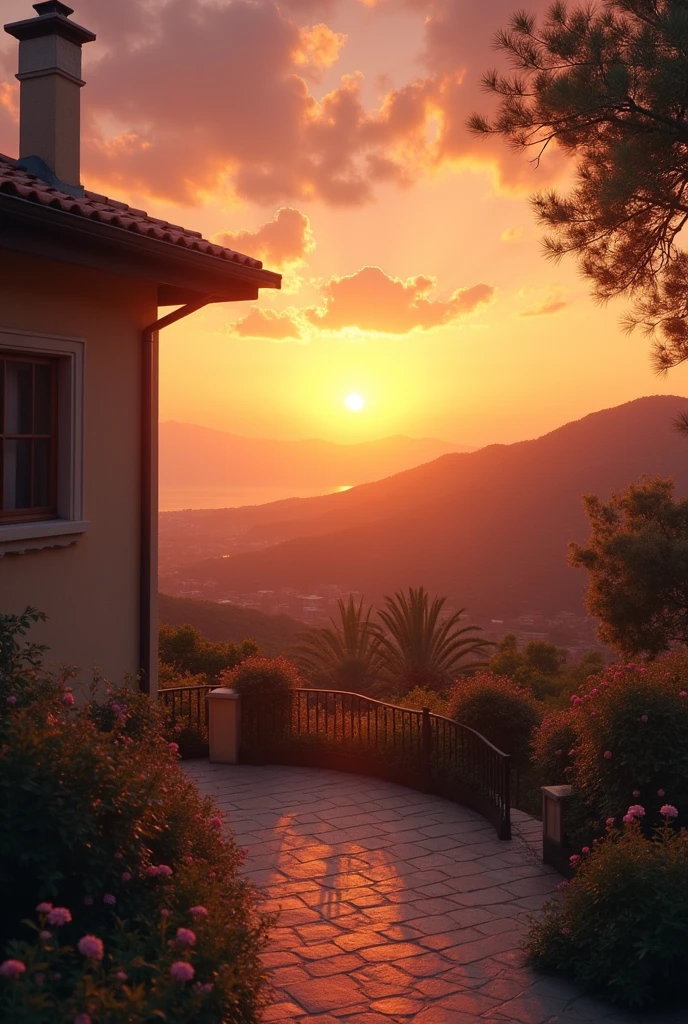 From villa, sunset photo but poor photo