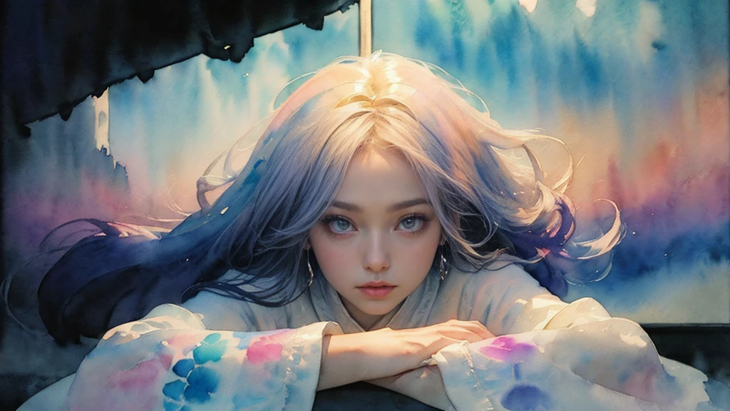 (Tabletop, Highest qualityの, Highest quality, Official Art, (beautifully、aesthetic:1.4), (Watercolor:1.4) ), (Izanami 1.5), 日本のgod話の女god, Majestic beauty, 創造の女god、生命の女god、Typically、((((Typically))))、Reincarnation Support, god&#39;Grace, Gentle and meditative expressions, Flowing, celestial garments, Shine、Created all the landscapes and worlds on Earth, A dazzling dance of light, Whispers of Ancient Legends