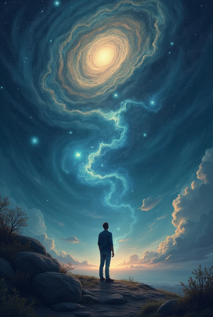 An image that represents the search for knowledge, introspection or connection with the universe