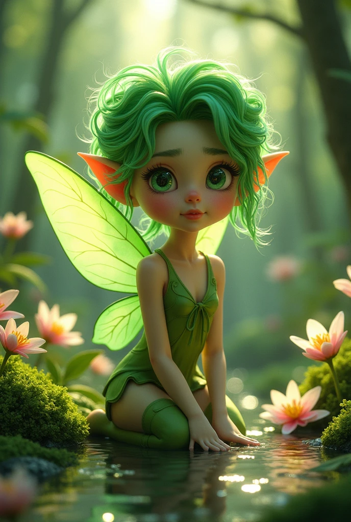 1 meter tall male fairy with green hair