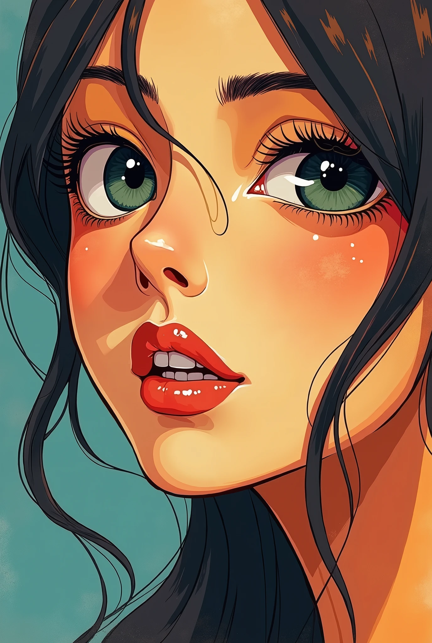 an anime waifu face in cubism art