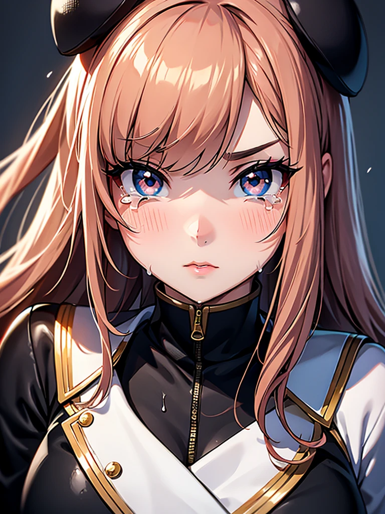 Loser Heroine, Big Tears , moist thin eyes , glossy lips , round face