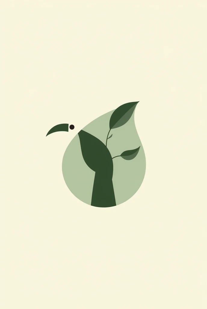 Create a minimalistic and abstract imagotype for 'Ecotucan,' an eco-friendly bag brand. Focus on a simple, abstract representation of a toucan, subtly incorporating ecological elements like a leaf. The design should be clean, with emphasis on minimalism. Use Gestalt principles such as figure-ground relationship and closure to ensure the image remains abstract yet clearly represents both a toucan and an eco-friendly symbol.