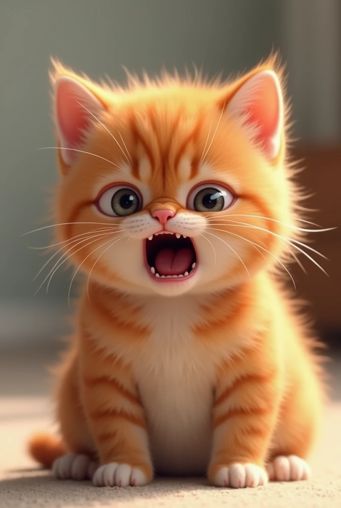 Chubby orange kitten crying a lot!