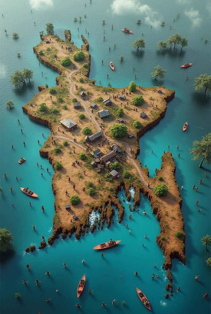 Map of Bangladesh in flood