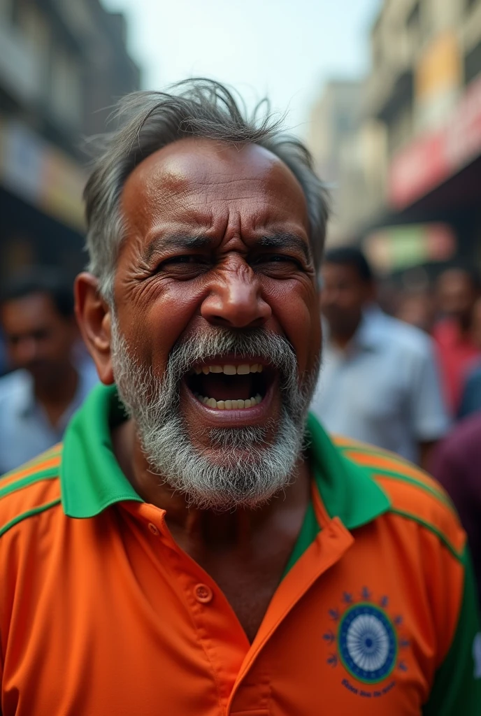 An indian cricket fan crying in india jersey