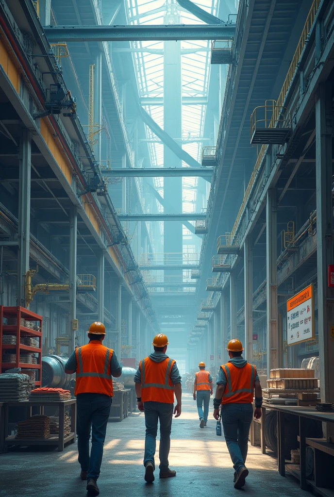 Generate vertical image about factory safety

