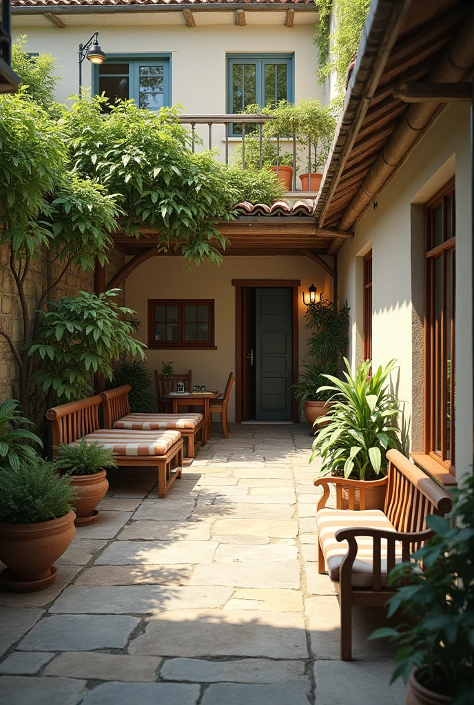 A terrace in a small courtyard