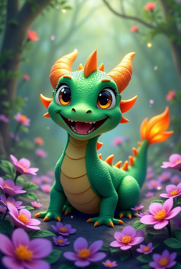 Happy dragon with lots of Mariana ,Green and purple