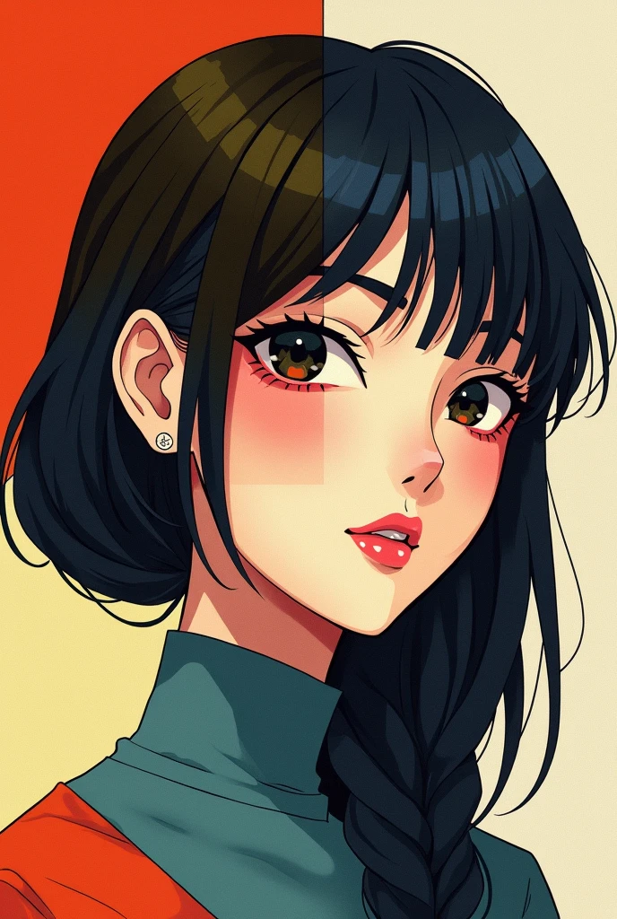 an anime waifu face in cubism art