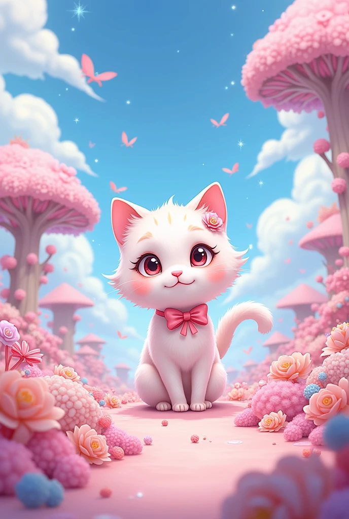 Neko style anime with cute and pink theme