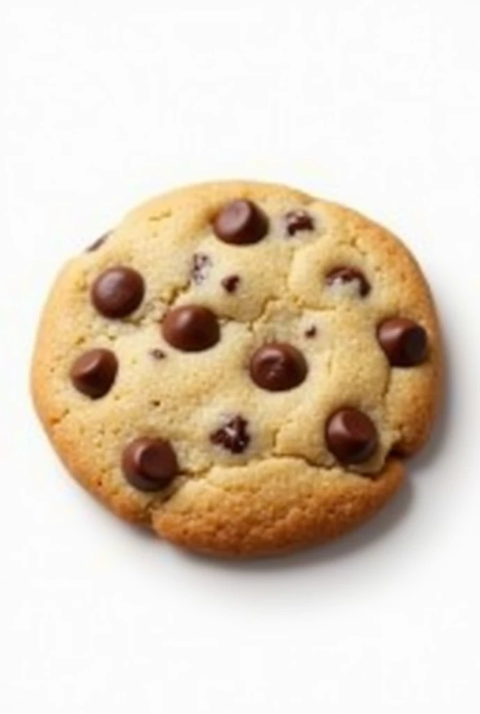 A chocolate chip cookie on a white background