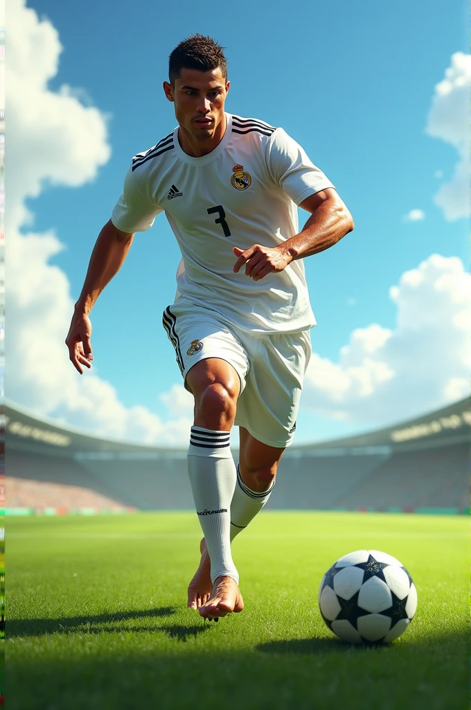 Japanese man wearing white briefs playing soccer