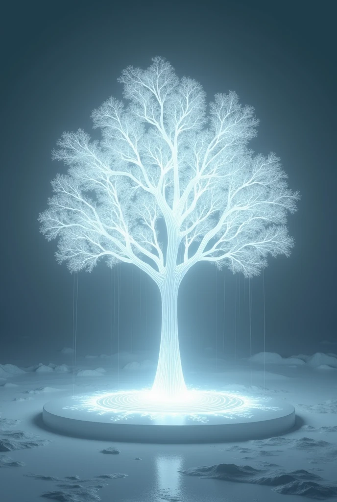 floating tree made of white light