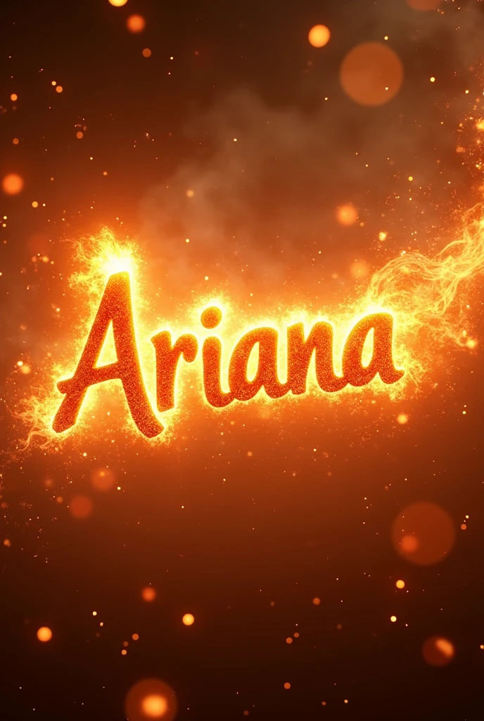 Create a fire and light gold design with the word Ariana in stunning 3D 