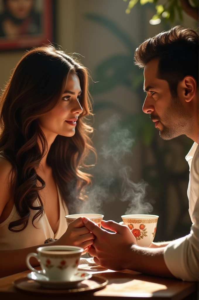 Katrina Kaif and Salman Khan both drinking tea