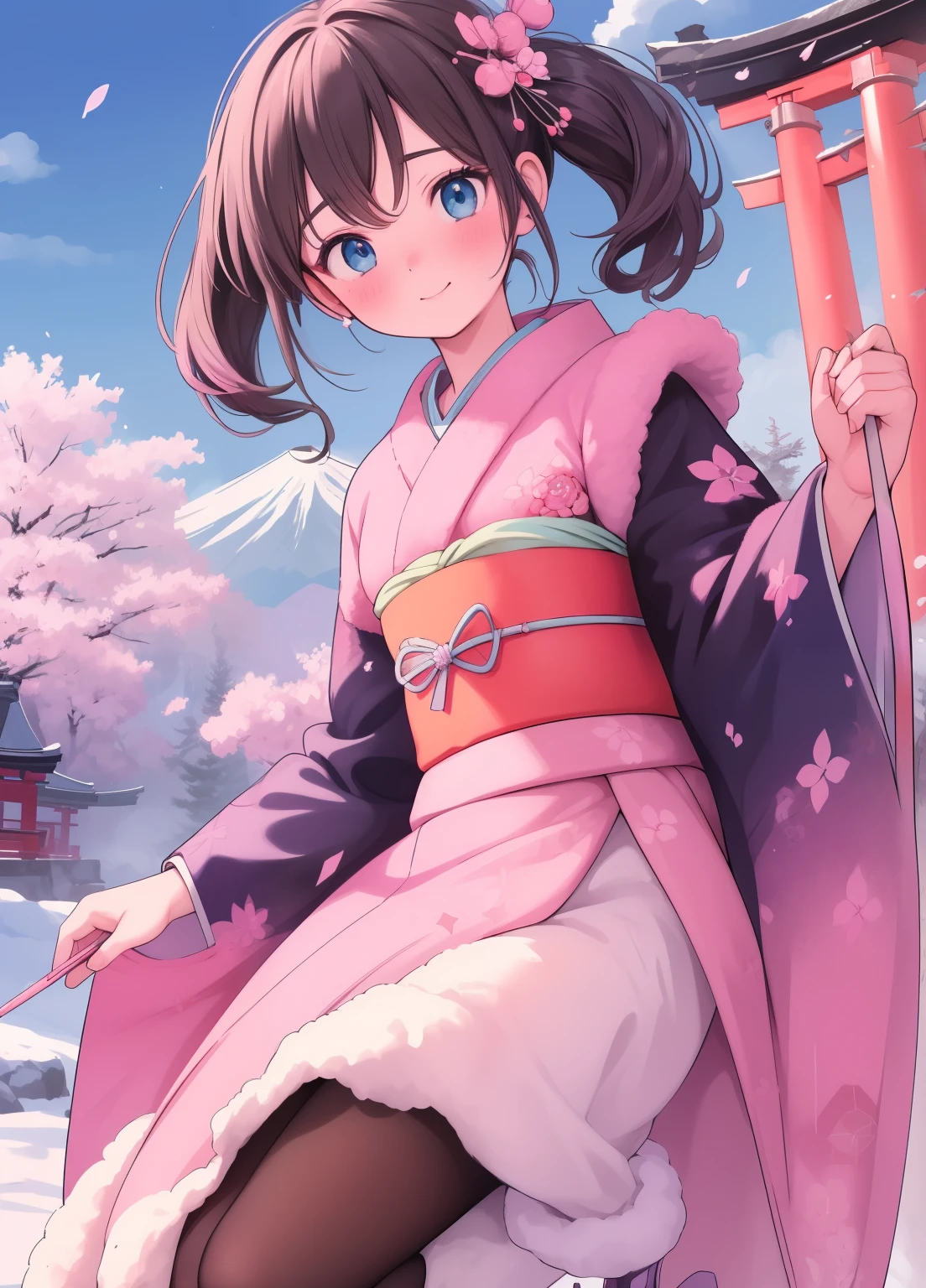 (masterpiece、Highest quality、Highest quality、Official Art、Beautiful and beautiful:1.2)、(One person:1.3)Hatsune Miku、Twin tails,Beautiful breasts, Katsushika Hokusai,((masterpiece )), (Highest quality), (Highest quality), ((Very detailed, 8K quality)), aesthetics, Cinema Lighting, (Detailed line drawing), break, 
Very detailed (Fairy), (One person), Perfect Face, Details, Bob Cut Hair, blue eyes, eyelash, eye shadow, pink eye shadow, A light smile, Design art by Artgerm, by Kawashi, By Yoshitaka Amano,
break, 
Absurd, Fairy female, Athlete-like figure, I had already finished, (Dutch Angle), ((Fairyの羽)), (Gothic Kimono), pantyhose, Sleeves are longer than the wrist, High heel boots, break, Japanese architecture, mount. Fuji Mountain, ((torii)), Winter Creek, (surrounded by ice crystals), (Ice Cherry Blossom Garden), Hexagon, Three-dimensional, amano yoshitaka,
break, 
((Perfect Anatomy)), Nice body, Mid-chest, Very detailed指, The best move, Perfect Face, Beautiful Face, Beautiful Eyes, Perfect Eyes, Perfect Fingers, Correct Anatomy, 